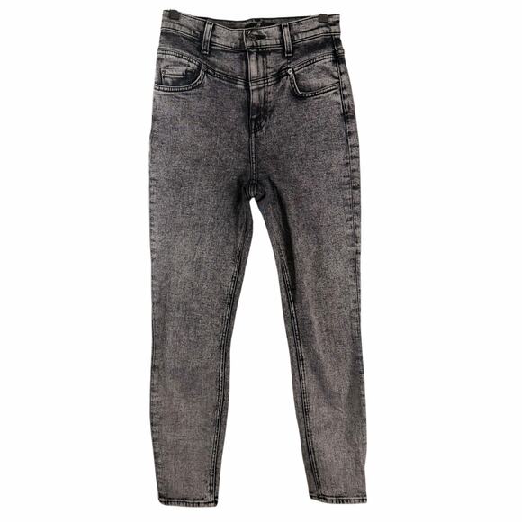 7 For All Mankind Smoke Grey Retro Corset High Rise Skinny Jeans Womens Size 26 - Picture 2 of 11